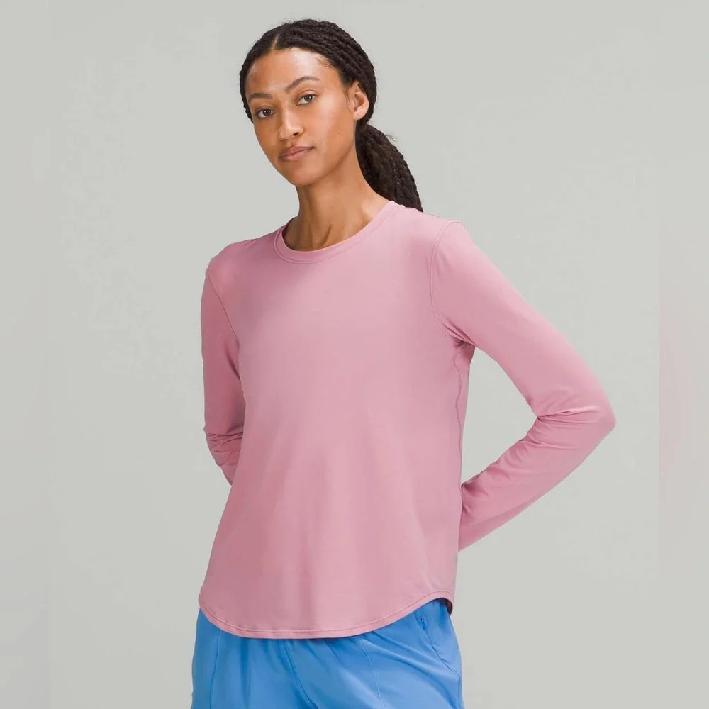 Lululemon Pink Taupe Running Training Crewneck Long Sleeve Shirt Lightweight